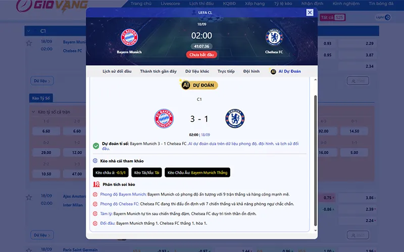 Dự đoán AI Bayern Munich vs Chelsea 02h00 ngày 18/9/2025