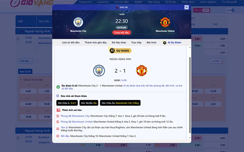 Dự đoán AI Man City vs Man Utd 22h30 ngày 14/9/2025