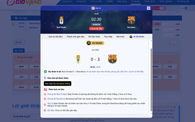 Dự đoán AI Oviedo vs Barcelona 02h30 ngày 26/9/2025