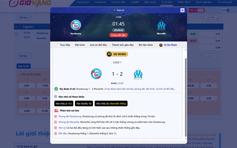 Dự đoán AI Strasbourg vs Marseille 01h45 ngày 27/9/2025