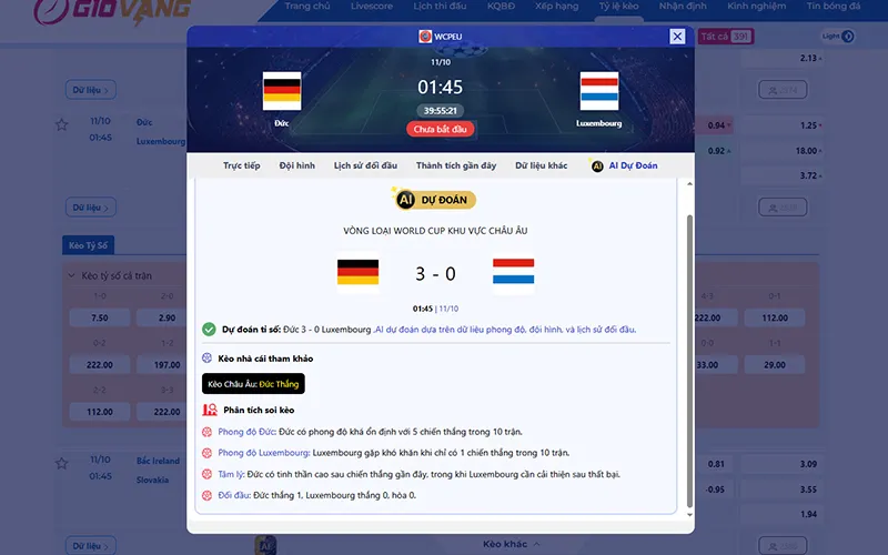 Dự đoán AI Đức vs Luxembourg 01h45 ngày 11/10/2025