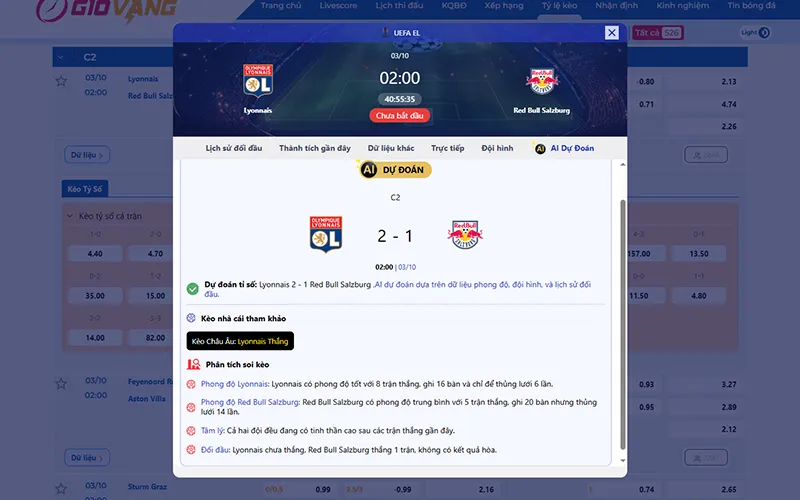 Dự đoán AI Lyon vs Salzburg 02h00 ngày 03/10/2025