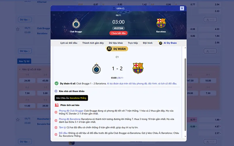 Dự đoán AI Club Brugge vs Barcelona 03h00 ngày 06/11/2025