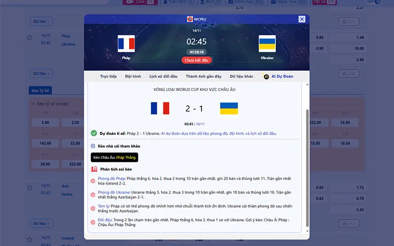 Dự đoán AI Pháp vs Ukraine 02h45 ngày 14/11/2025