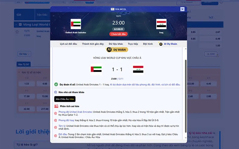 Dự đoán AI UAE vs Iraq 23h00 ngày 13/11/2025