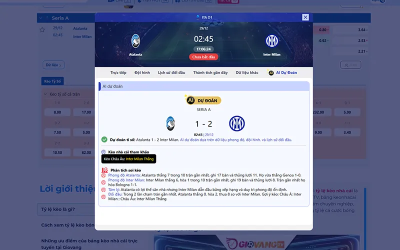 Dự đoán AI Atalanta vs Inter Milan 02h45 ngày 29/12/2025