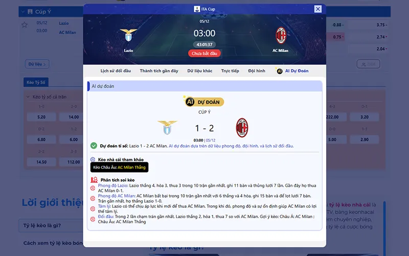 Dự đoán AI Lazio vs AC Milan 03h00 ngày 05/12/2025