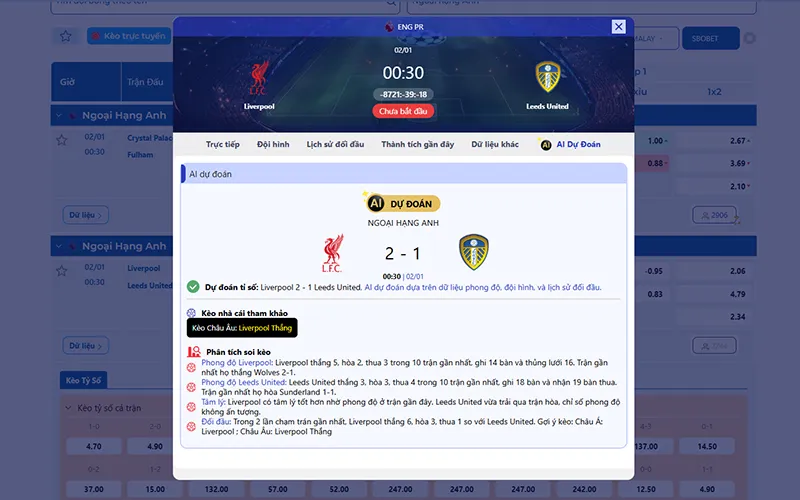 Dự đoán AI Liverpool vs Leeds 00h30 ngày 02/01/2026