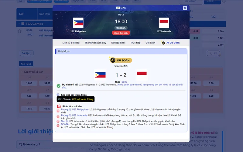Dự đoán AI U22 Philippines vs U22 Indonesia 18h00 ngày 08/12/2025