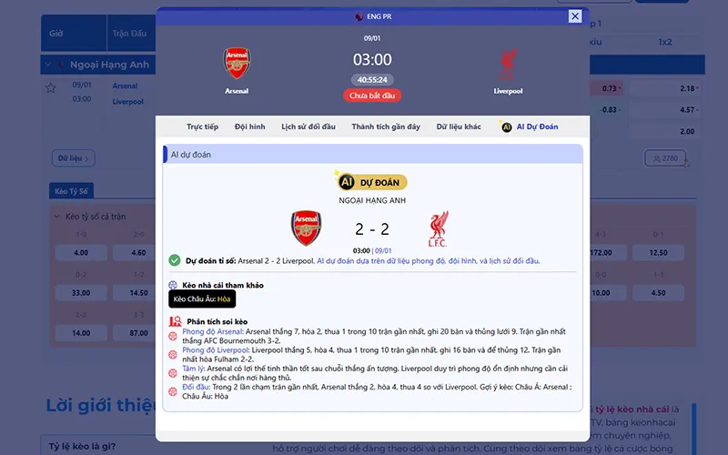 Dự đoán AI Arsenal vs Liverpool 03h00 ngày 09/01/2026