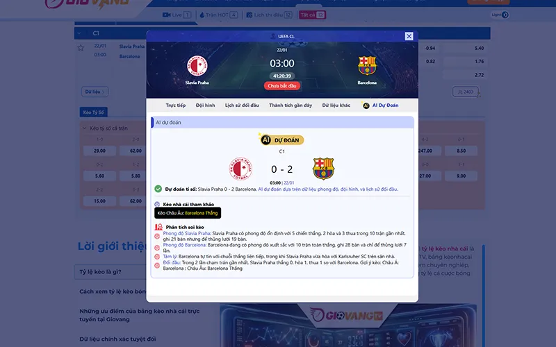 Dự đoán AI Slavia Prague vs Barcelona 03h00 ngày 22/01/2026