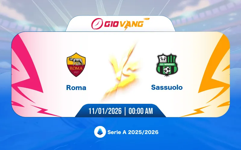 Soi kèo AS Roma vs Sassuolo 00h00 ngày 11/01/2026 – Serie A