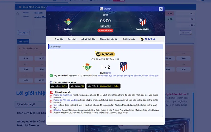 Dự đoán AI Betis vs Atl Madrid 03h00 ngày 06/02/2026