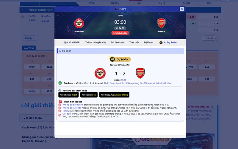 Dự đoán AI Brentford vs Arsenal 03h00 ngày 13/02/2026