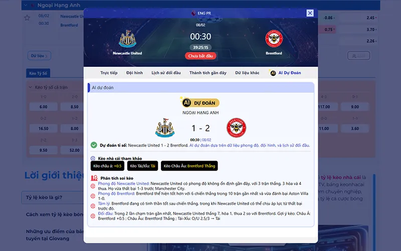 Dự đoán AI Newcastle vs Brentford 00h30 ngày 08/02/2026