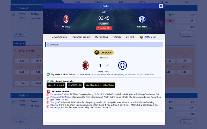 Dự đoán AI AC Milan vs Inter Milan 02h45 ngày 09/3/2026