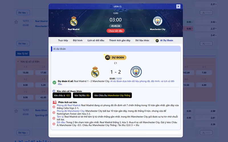 Dự đoán AI Real Madrid vs Man City 03h00 ngày 12/3/2026