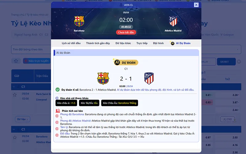 Dự đoán AI Barcelona vs Atl Madrid 02h00 ngày 09/4/2026