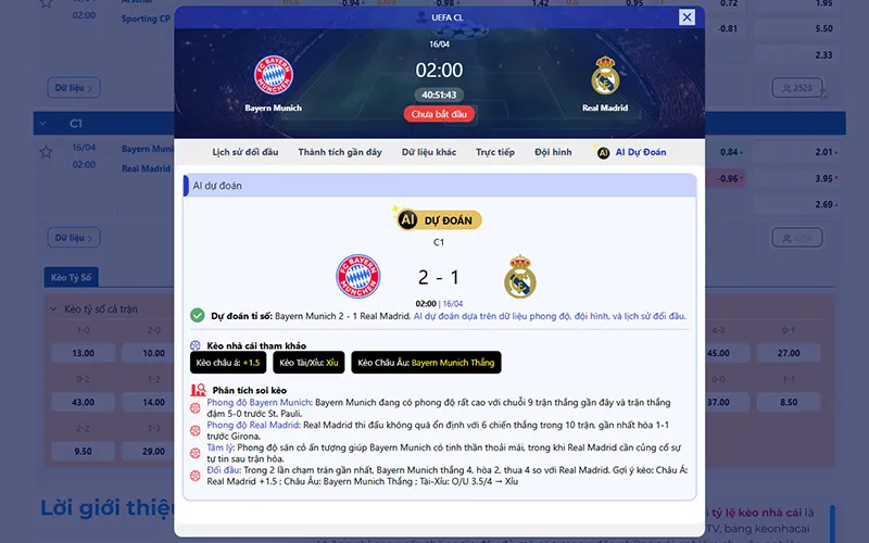 Dự đoán AI Bayern Munich vs Real Madrid 02h00 ngày 16/4/2026