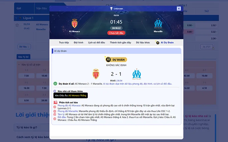Dự đoán AI Monaco vs Marseille 01h45 ngày 06/4/2026