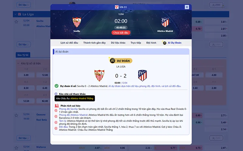 Dự đoán AI Sevilla vs Atl Madrid 02h00 ngày 12/4/2026