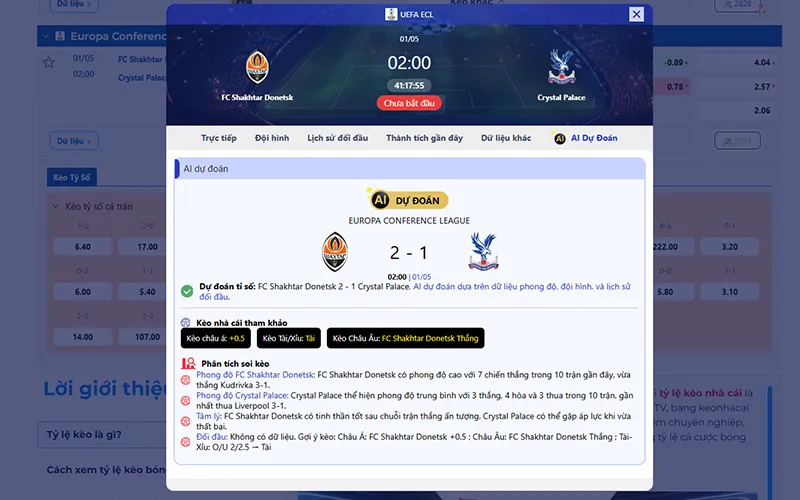 Dự đoán AI Shakhtar vs Crystal Palace 02h00 ngày 01/5/2026