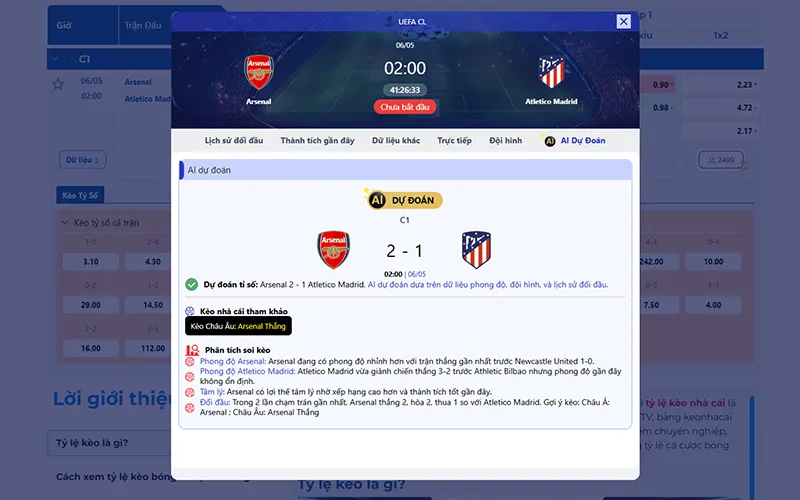Dự đoán AI Arsenal vs Atl Madrid 02h00 ngày 06/5/2026