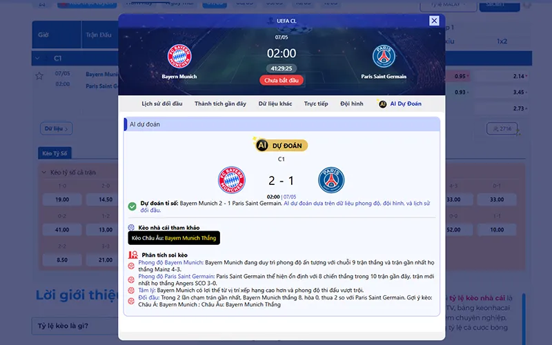 Dự đoán AI Bayern Munich vs PSG 02h00 ngày 07/5/2026