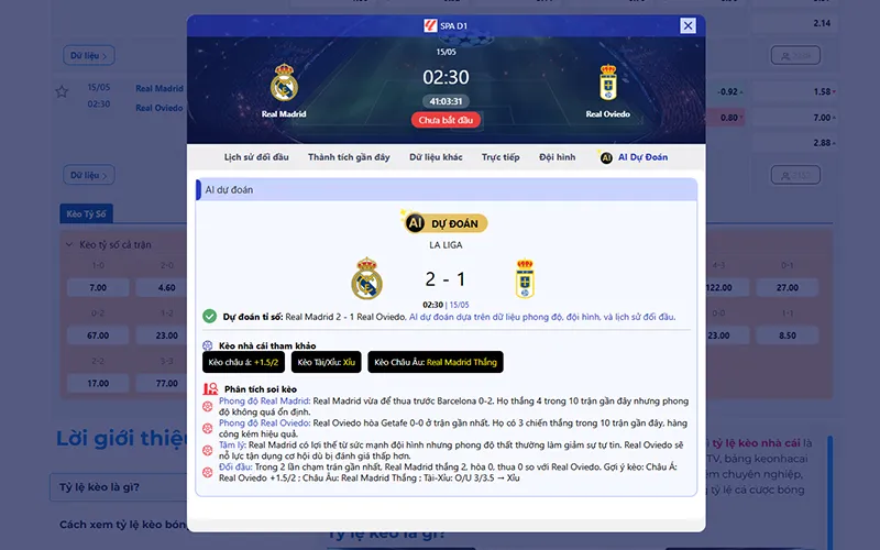 Dự đoán AI Real Madrid vs Oviedo 02h30 ngày 15/5/2026