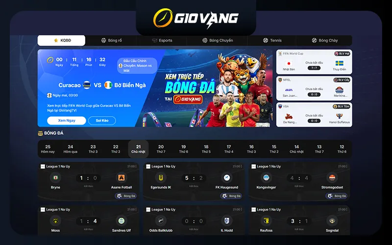 Giovang TV cung cấp kết quả bóng đá chuẩn xác