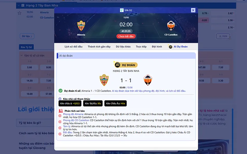Dự đoán AI Almeria vs Castellon 02h00 ngày 10/6/2026