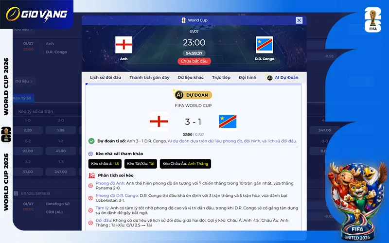 Dự đoán AI Anh vs DR Congo 23h00 ngày 01/7/2026