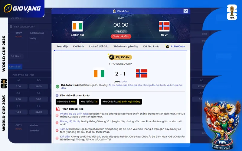 Dự đoán AI Bờ Biển Ngà vs Na Uy 00h00 ngày 01/7/2026