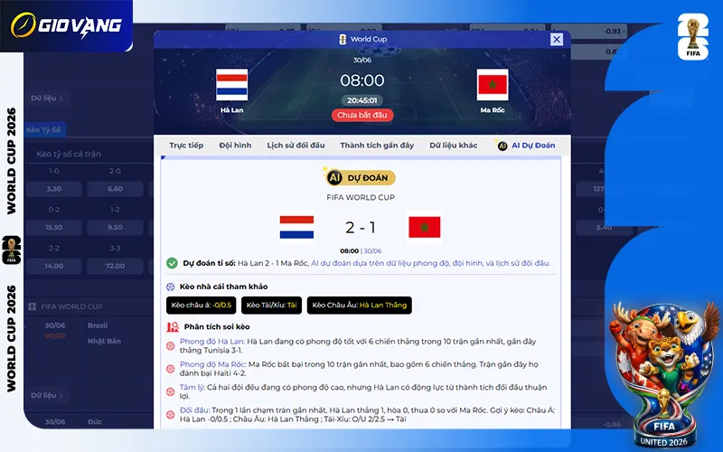 Dự đoán AI Hà Lan vs Maroc 08h00 ngày 30/6/2026