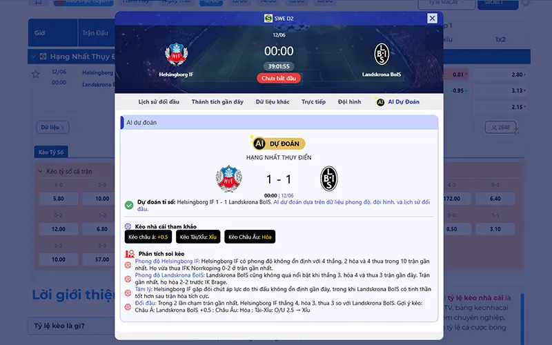 Dự đoán AI Helsingborg vs Landskrona 00h00 ngày 12/6/2026