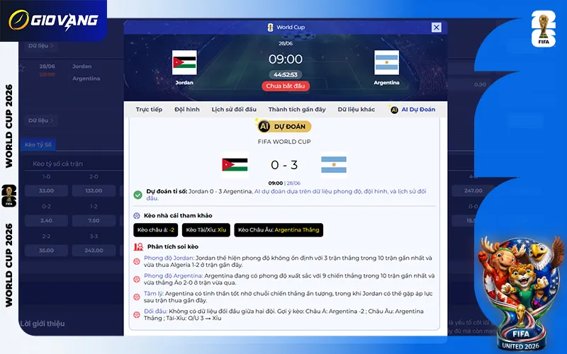 Dự đoán AI Jordan vs Argentina 09h00 ngày 28/6/2026