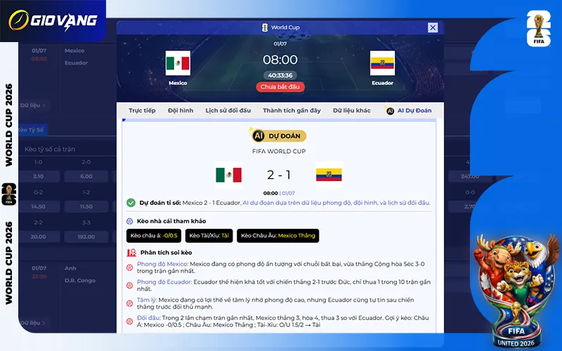 Dự đoán AI Mexico vs Ecuador 08h00 ngày 01/7/2026