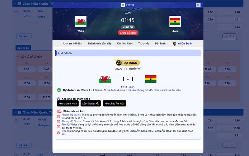 Dự đoán AI Wales vs Ghana 01h45 ngày 03/6/2026