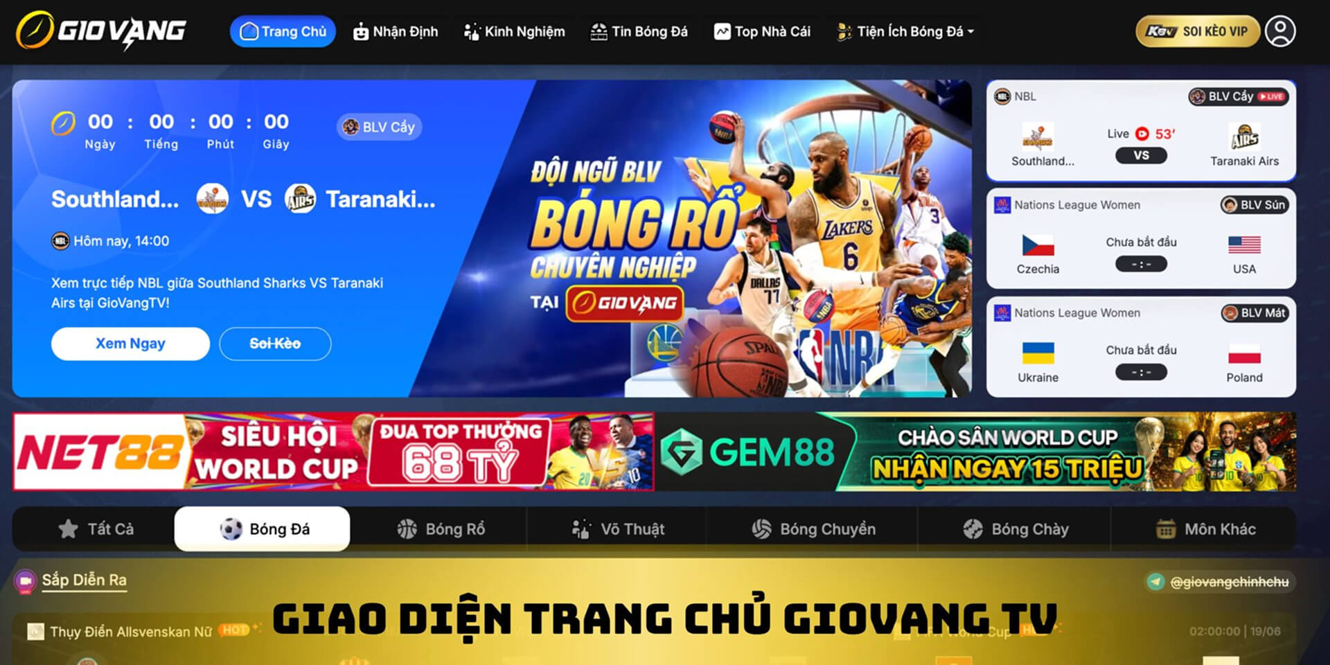 Trang chủ chính thức của giovang tv
