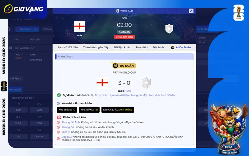 Dự đoán AI Anh vs Argentina 02h00 ngày 16/7/2026