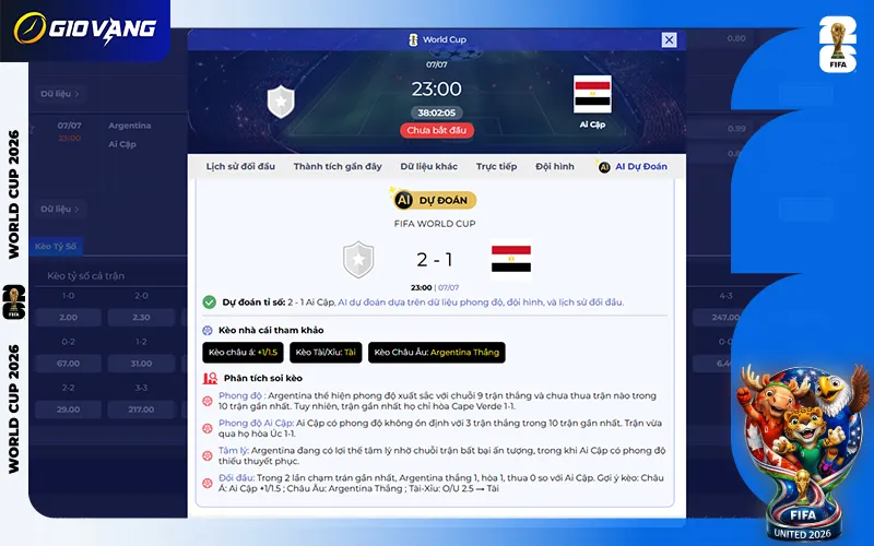Dự đoán AI Argentina vs Ai Cập 23h00 ngày 07/7/2026