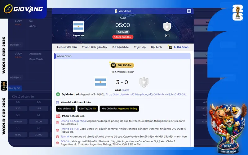 Dự đoán AI Argentina vs Cape Verde 05h00 ngày 04/7/2026