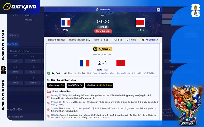 Dự đoán AI Pháp vs Maroc 03h00 ngày 10/7/2026