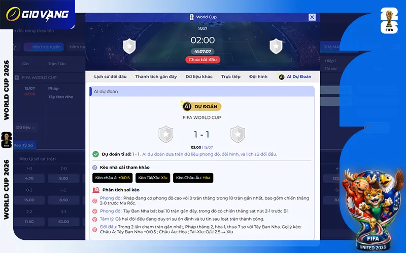 Dự đoán AI Pháp vs Tây Ban Nha 02h00 ngày 15/7/2026