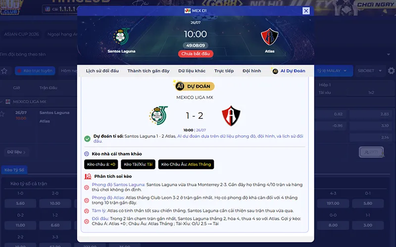 Dự đoán AI Santos vs Atlas 10h00 ngày 26/7/2026