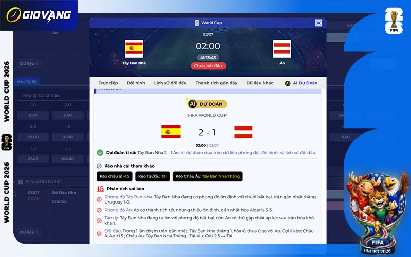 Dự đoán AI Tây Ban Nha vs Áo 02h00 ngày 03/7/2026