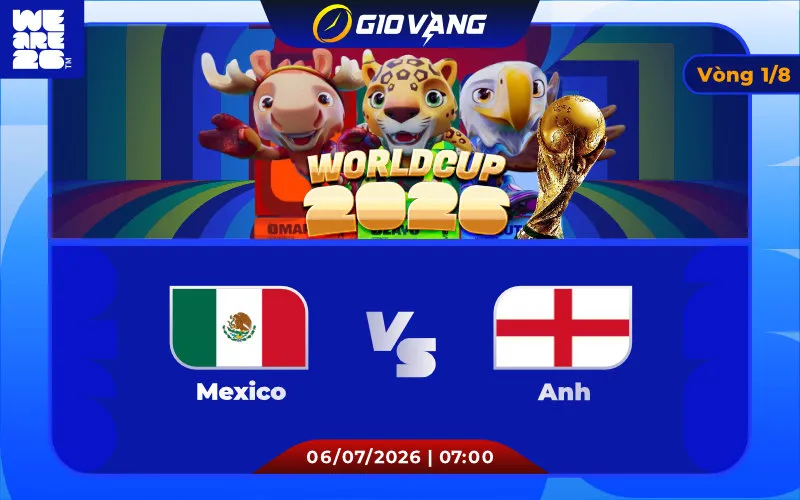 Soi kèo Mexico vs Anh 07h00 ngày 06/7/2026 – World Cup 2026