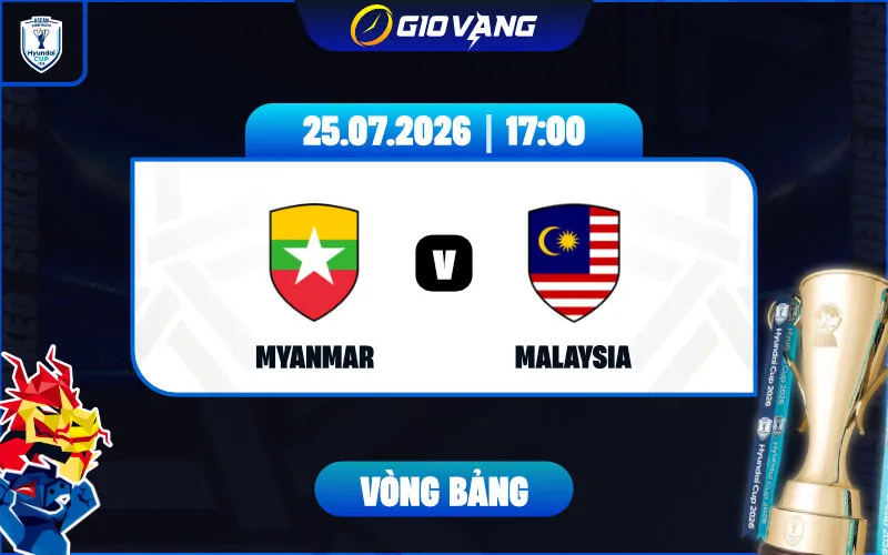 Soi kèo Myanmar vs Malaysia 17h00 ngày 25/7/2026 – ASEAN Cup 2026